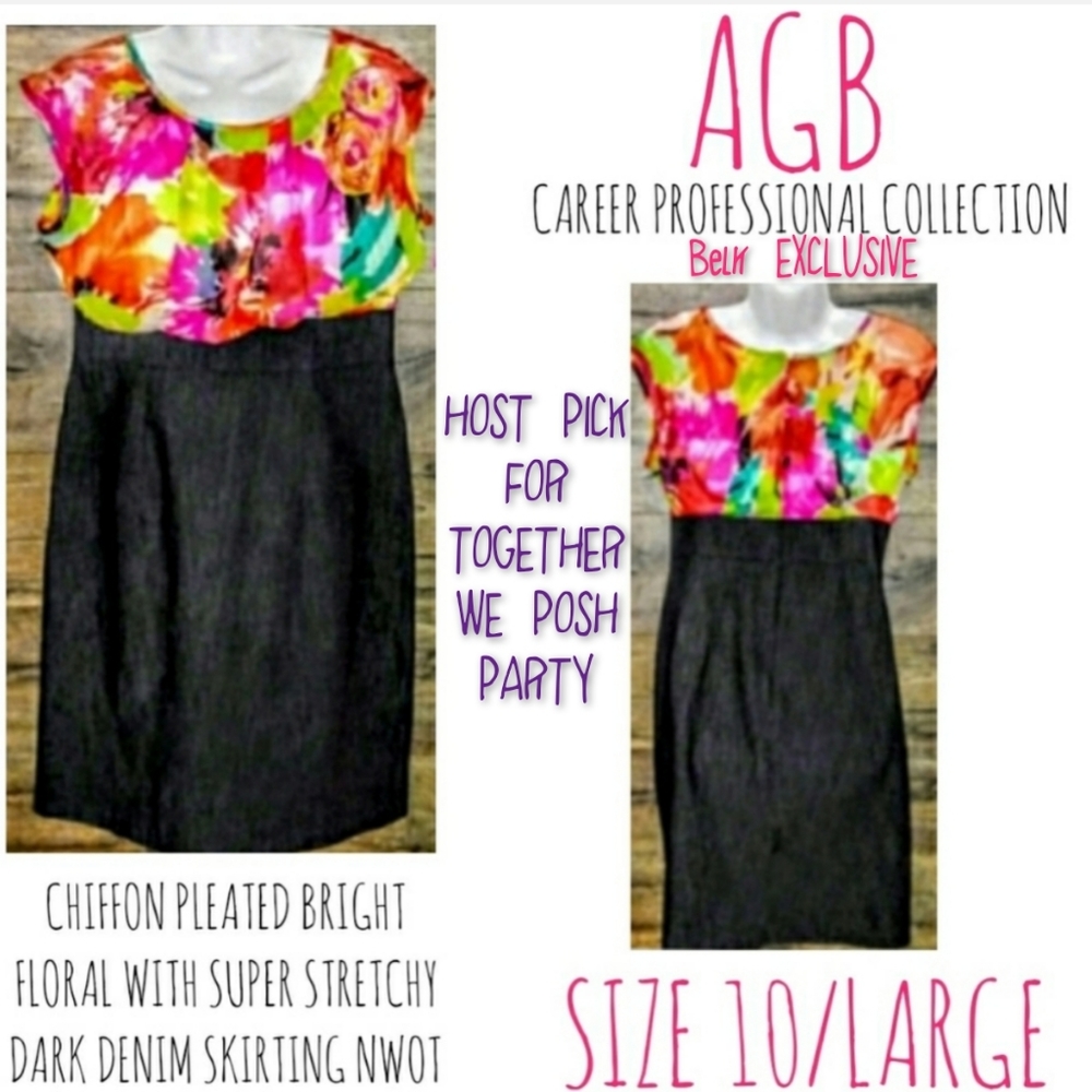 AGB Dress Size 10 Bright Floral Bodycon NWOT - Picture 1 of 11